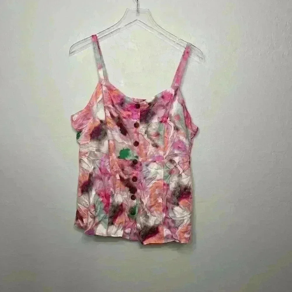 Torrid Multi Color Water Color Babydoll Tank 1 1X 14/16 - Picture 2 of 6